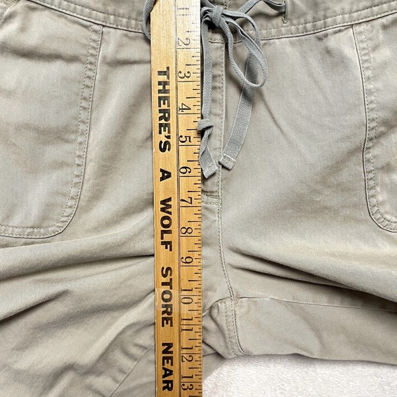 LL Bean Pants Women‎ 12 Beige Chino Cargo Mid Rise Relaxed Wide Leg Twill Safari - Picture 6 of 16